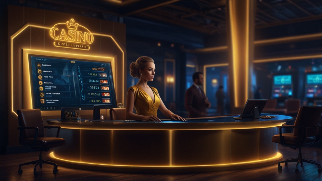 Withdrawal form with verification checklist in a dark casino setting
